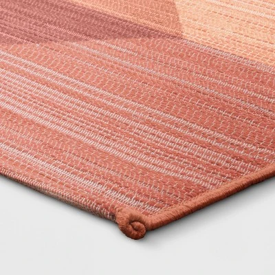 7'x10' Scandi Asymmetrical Rectangular Woven Outdoor Area Rug Bright Peach - Opalhouse⢠- Image 2