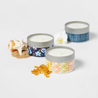 12.15oz Tin Gift Set Silver With Embossed Lid Blue Candle - Opalhouse⢠- Image 2