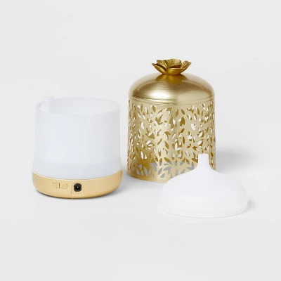 200ml Metal Flower Cutout Color-Changing Oil Diffuser Gold - Opalhouse⢠- Image 2